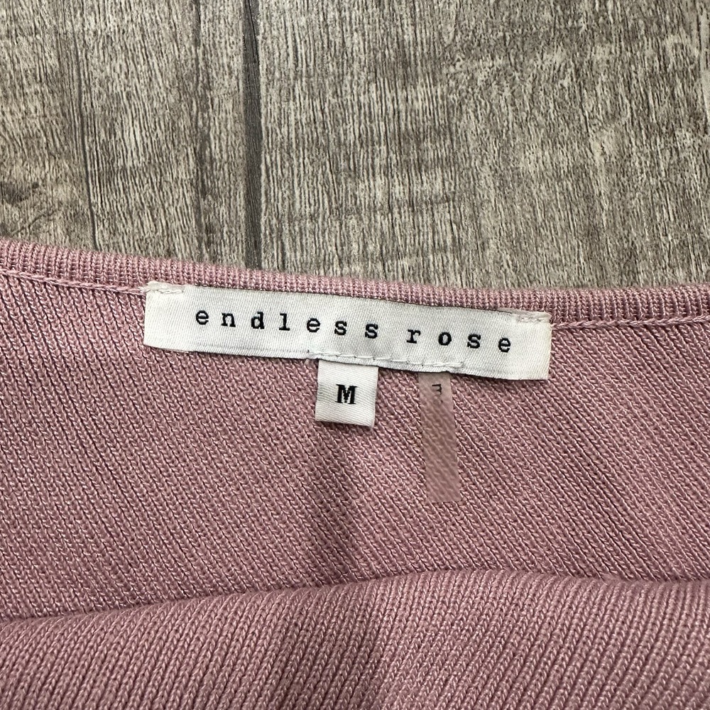 Endless Rose One Shoulder Knit Top Pink Women's M Boho Crop Long Sleeve - Picture 5 of 6